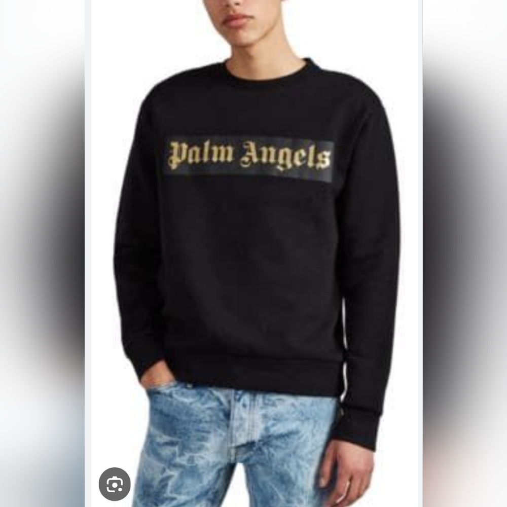 Excellent Condition, Palm Angels Black and Gold Crewneck Sweater. Size Small.